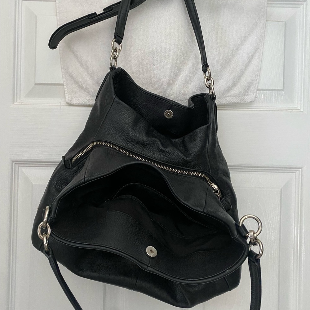 Coach black leather 3 pocket shoulder bag - Picture 3 of 5